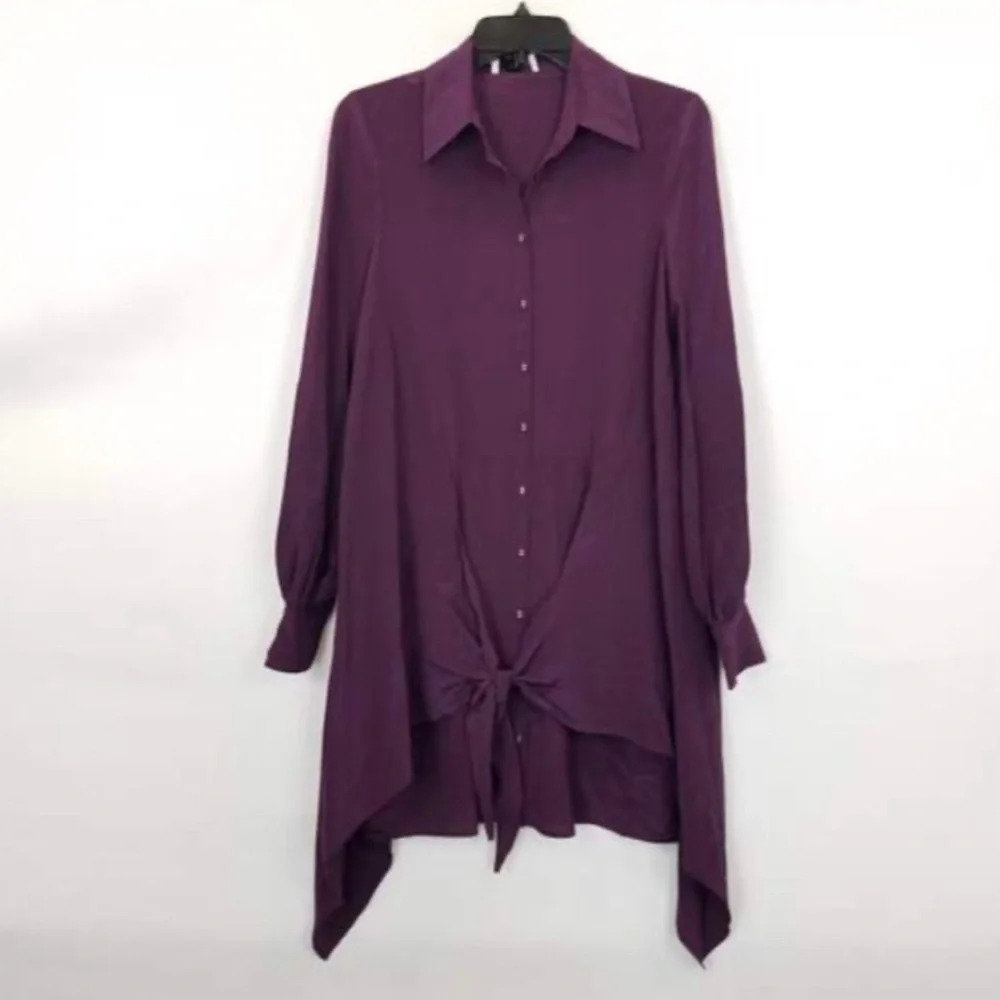 100% Silk Gilner Farrar Parker Brooke Dress Deep Purple M Witchy Fall Winter NEW